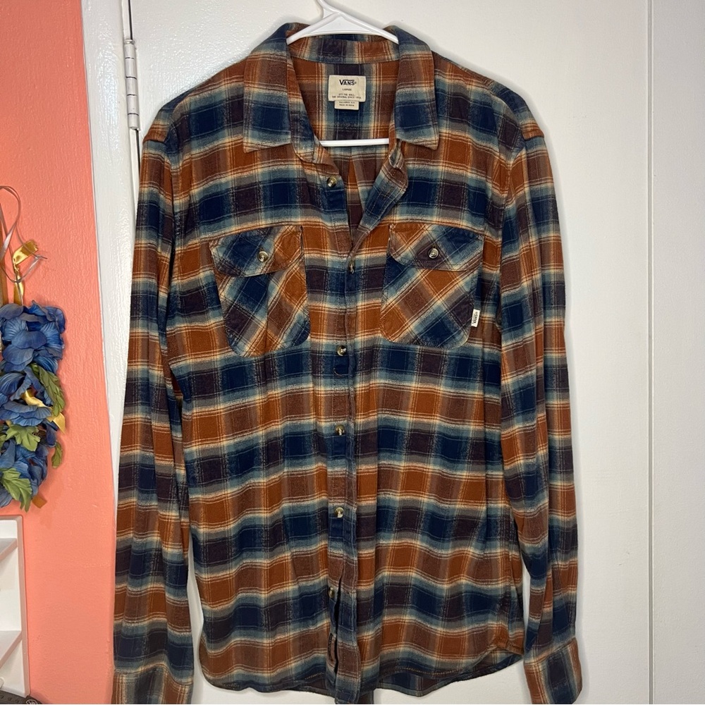 Vans Casual Blue and Brown Button Down Shirt